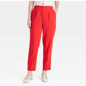 Women's Red Polyester Tapered Leg Pants - 14 - A New Day